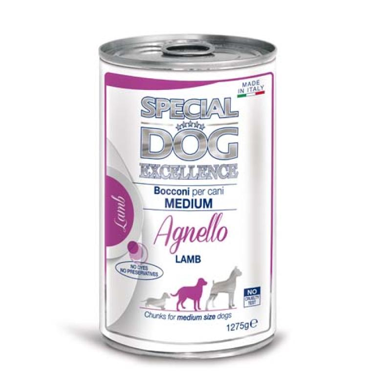 Monge SPECIAL DOG EXCELLENCE MEDIUM ADULT jehně kousky 1.275g konzerva Monge