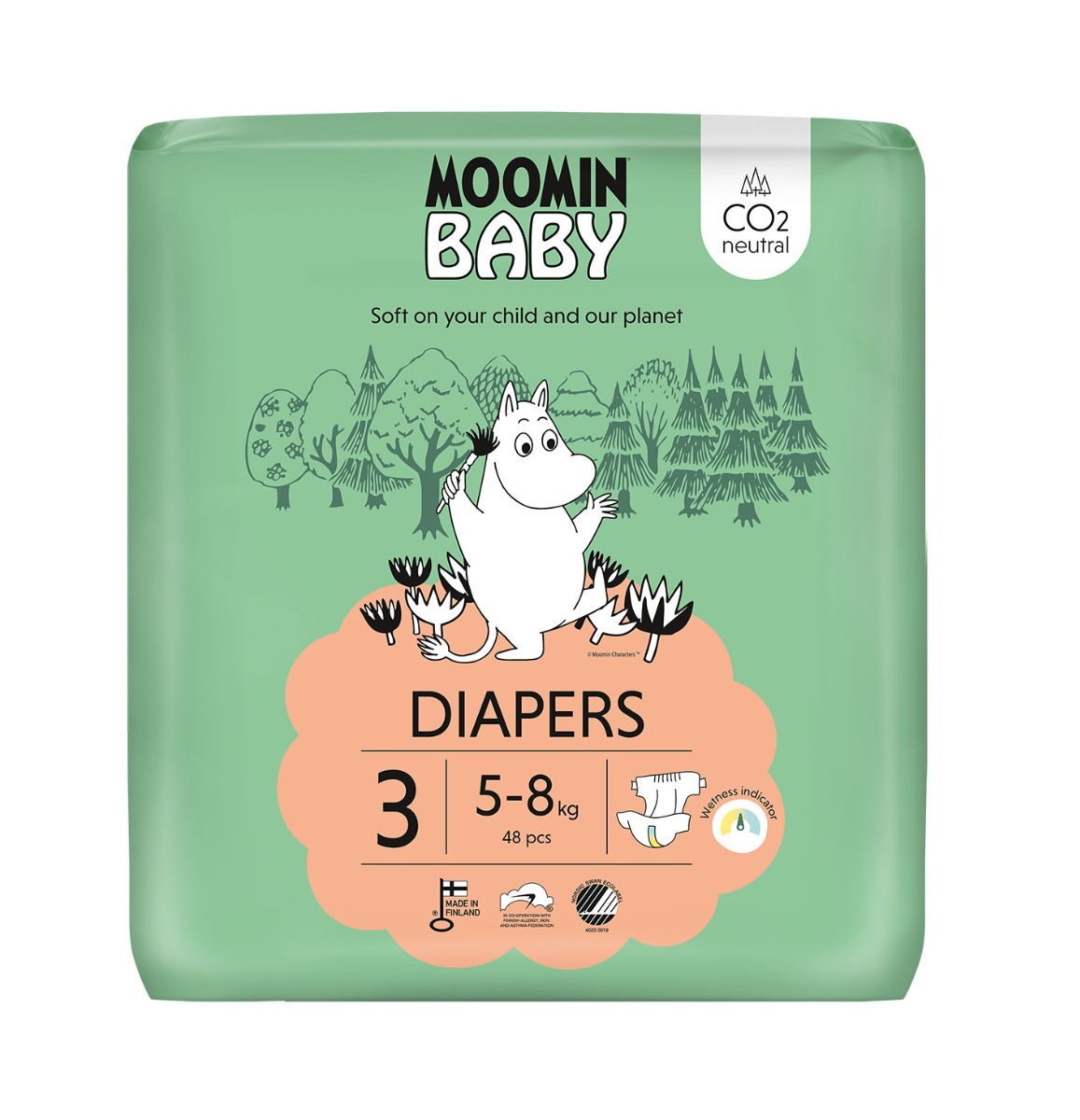 Moomin Baby 3 Midi 5–8 kg eko pleny 48 ks Moomin Baby