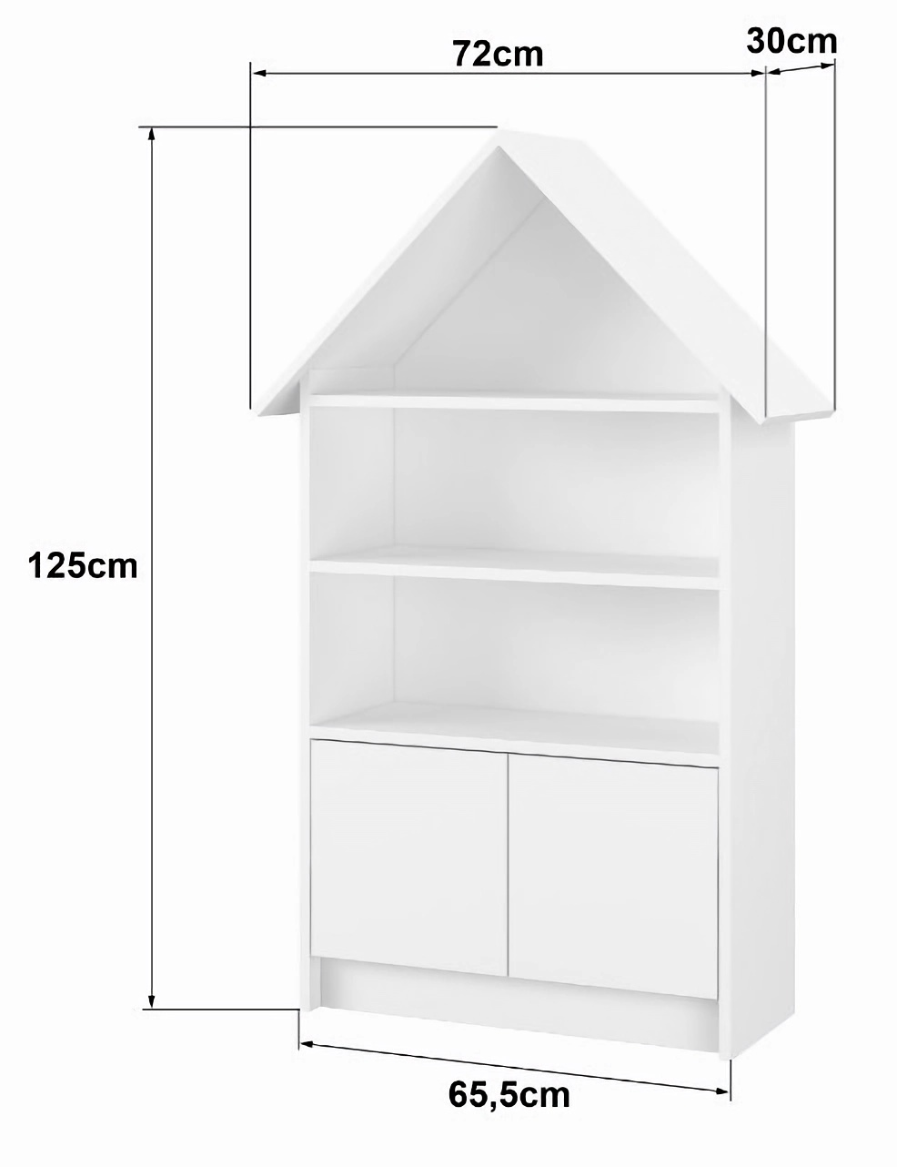 NELLYS Dřevěná knihovna/skříň na hračky Domeček