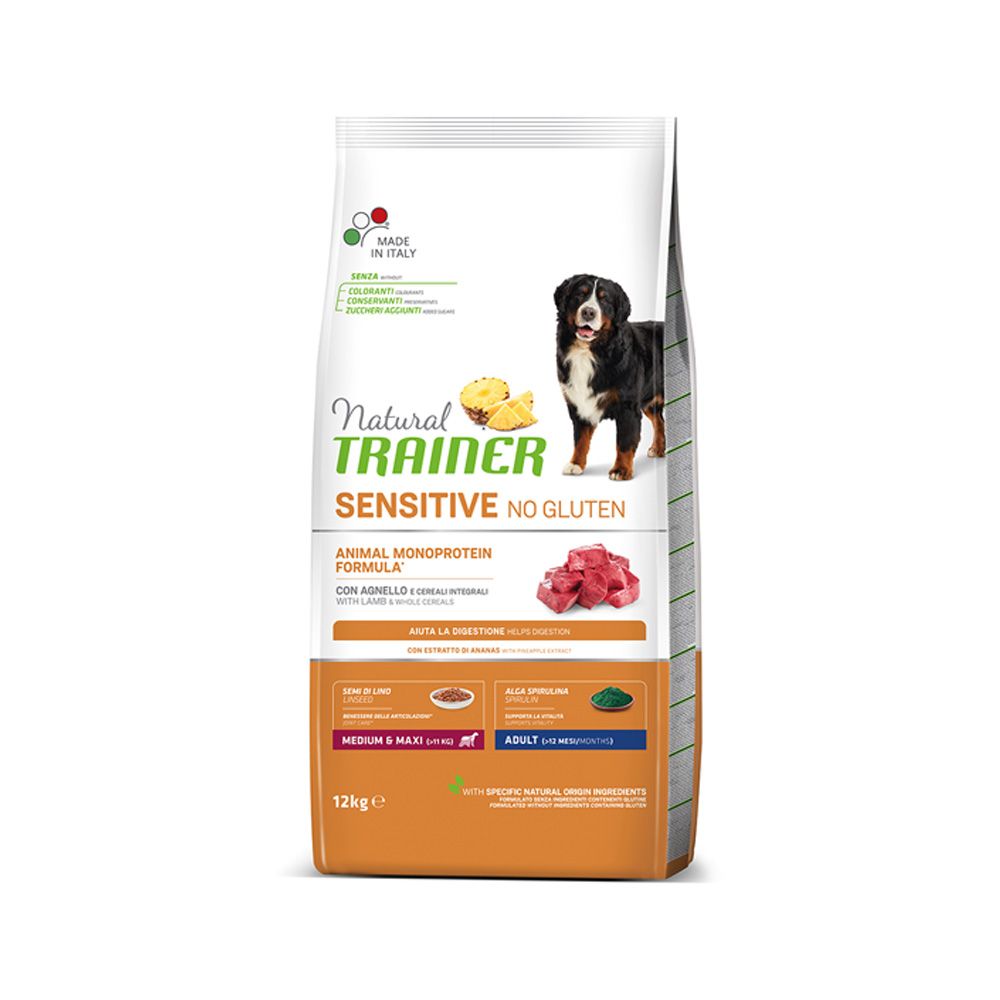 Natural Trainer No gluten medium/maxi jehněčí granule 12 kg Natural Trainer