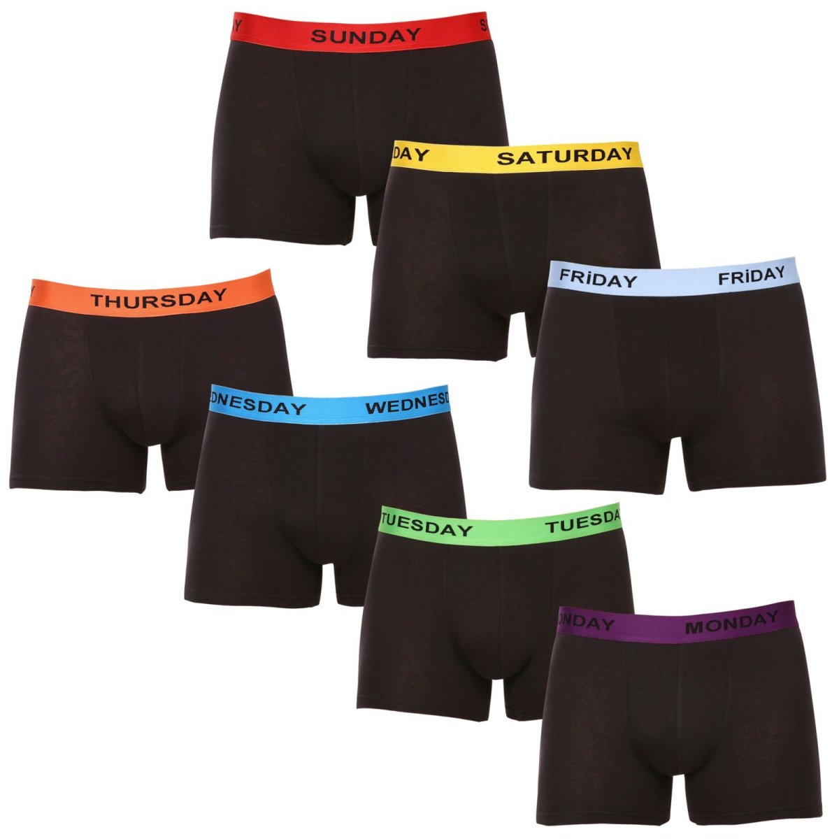 Nedeto 7PACK pánské boxerky černé (7NB001-week) 4XL Nedeto