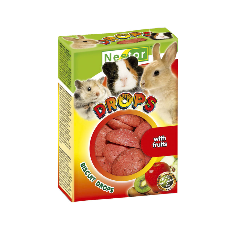 Nestor BISCUIT DROPS 35g piškoty pro hlodavce ovocné Nestor