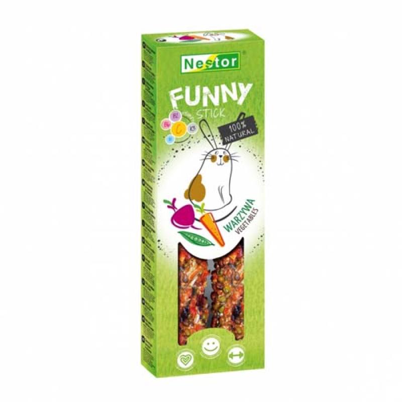 Nestor FUNNY PREMIUM PLUS STICK se zeleninou 2ks/115g pro hlodavce a králíky Nestor