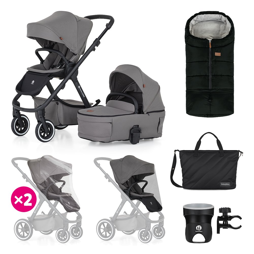 Petite&Mars Kočárek kombinovaný ICON 2v1 Dove Grey XXL AIR Petite&Mars