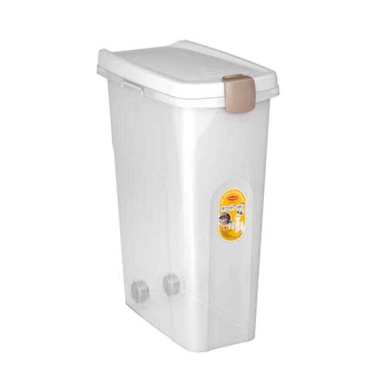 Stefanplast Pet food Container 45x27x61cm 40l průsvitný/bílý barel na 15kg granulí Stefanplast