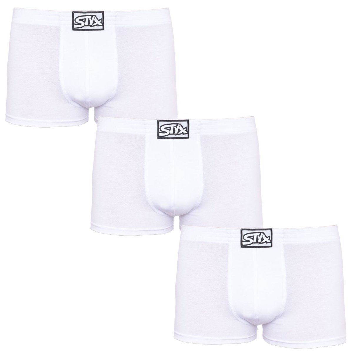 Styx 3PACK pánské boxerky klasická guma bílé (3Q1061) L Styx