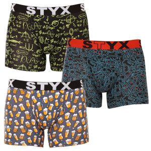 Styx 3PACK pánské boxerky long art sportovní guma vícebarevné (3U12672) L Styx