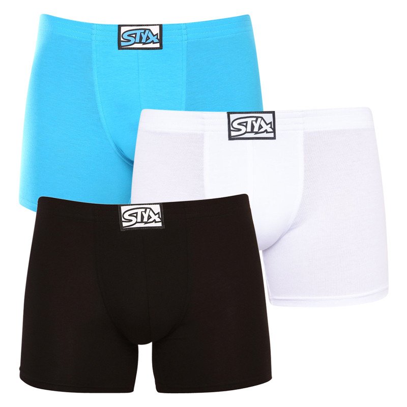 Styx 3PACK pánské boxerky long klasická guma vícebarevné (3F96019) XL Styx