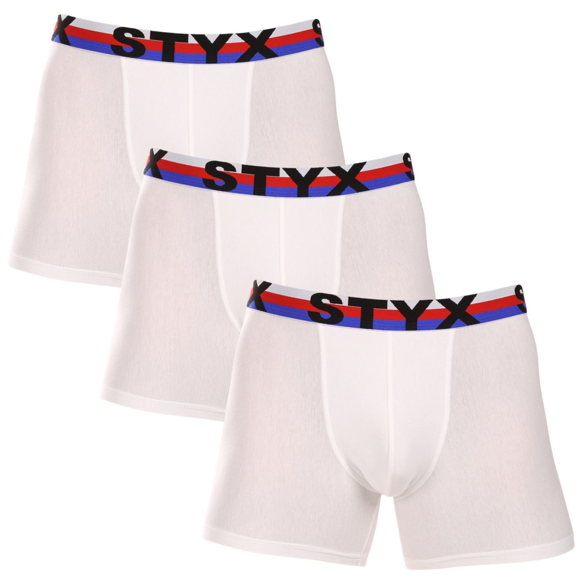 Styx 3PACK pánské boxerky long sportovní guma bílé trikolóra (3U2061) L Styx