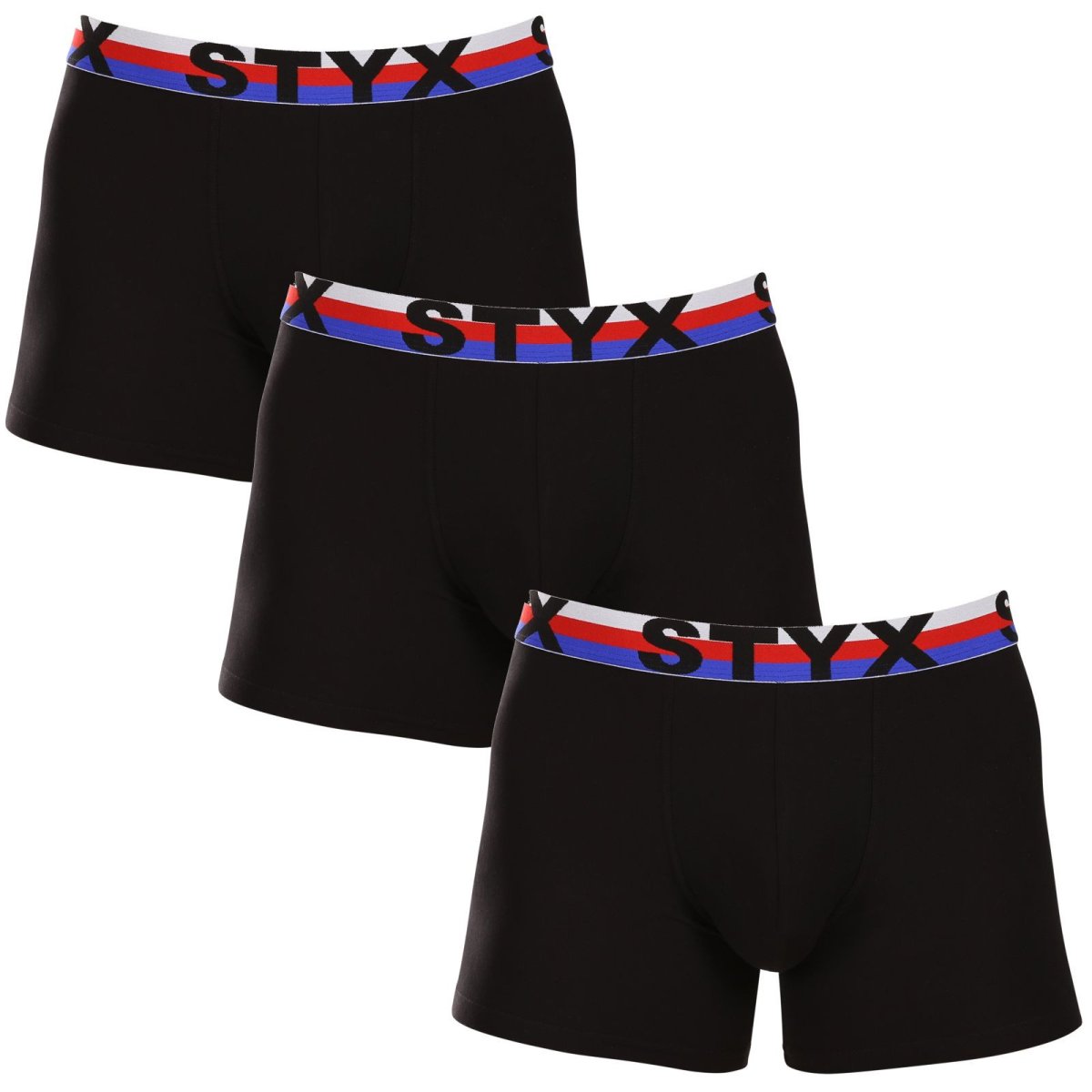 Styx 3PACK pánské boxerky long sportovní guma černé trikolóra (3U1960) XL Styx