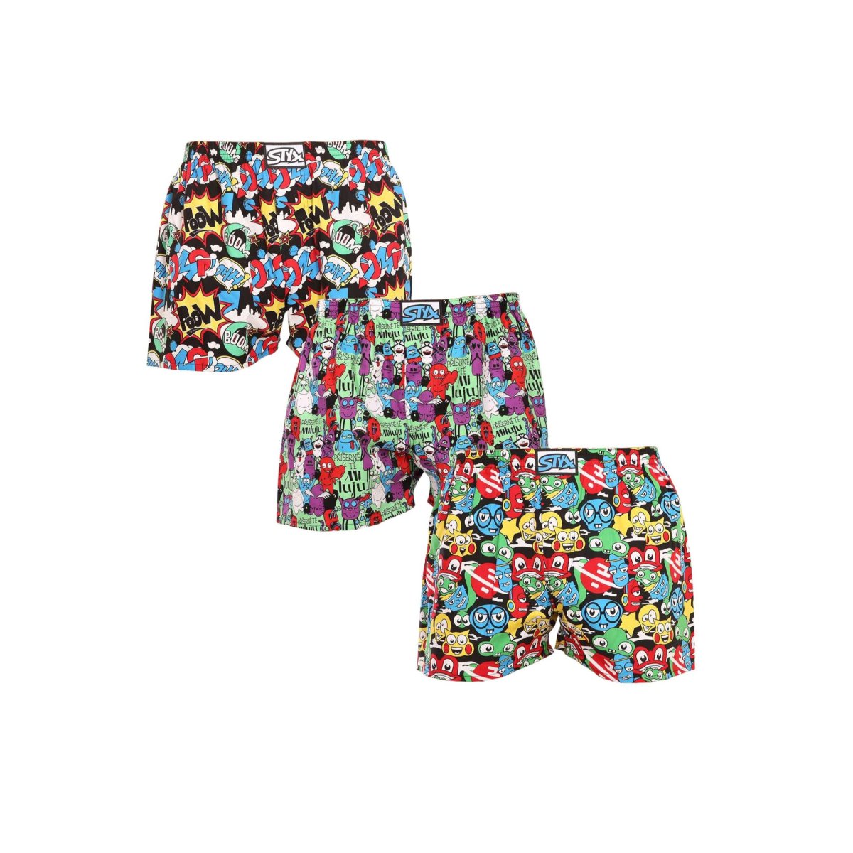 Styx 3PACK pánské trenky art klasická guma vícebarevné (3A11565) L Styx