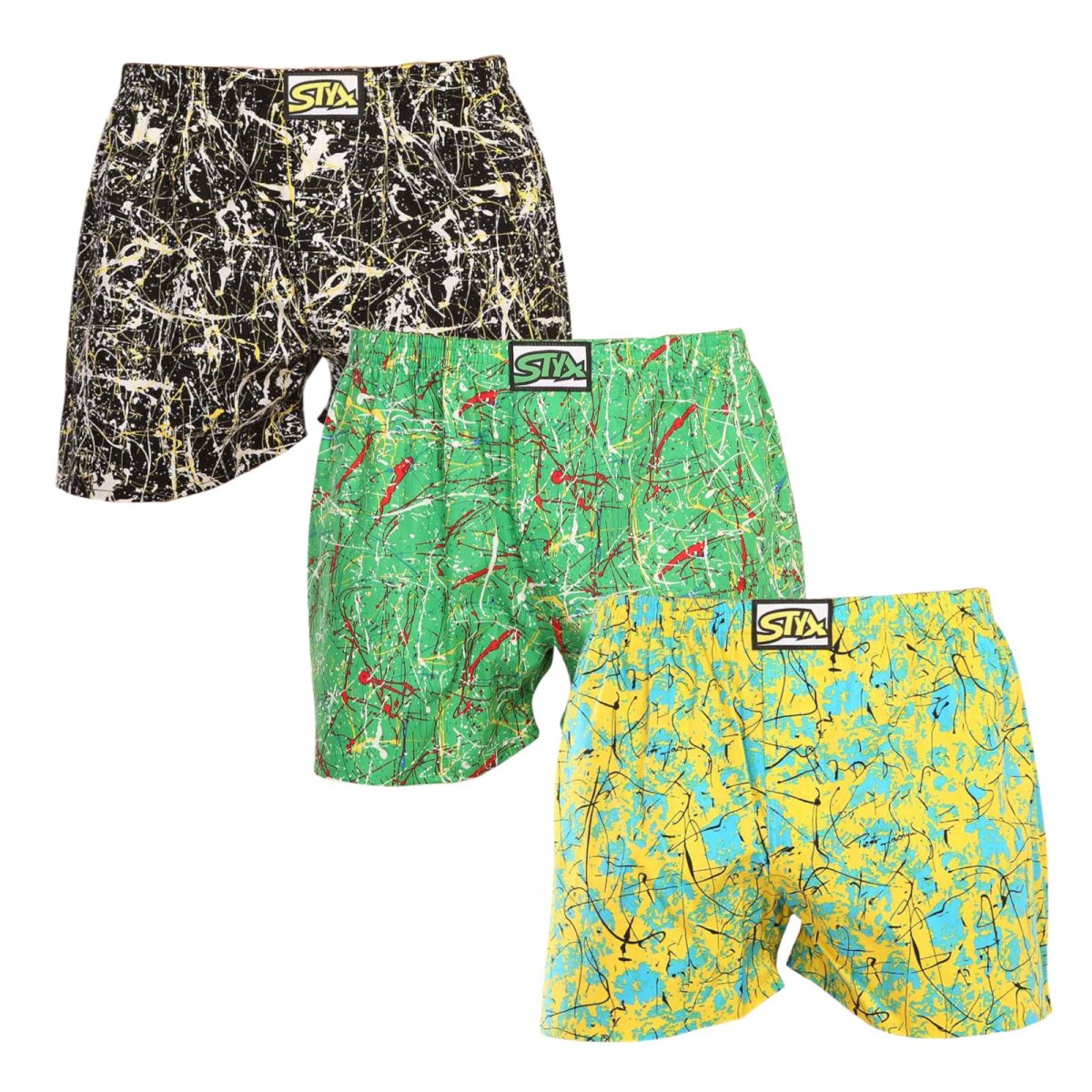 Styx 3PACK pánské trenky art klasická guma vícebarevné (3A11635) M Styx