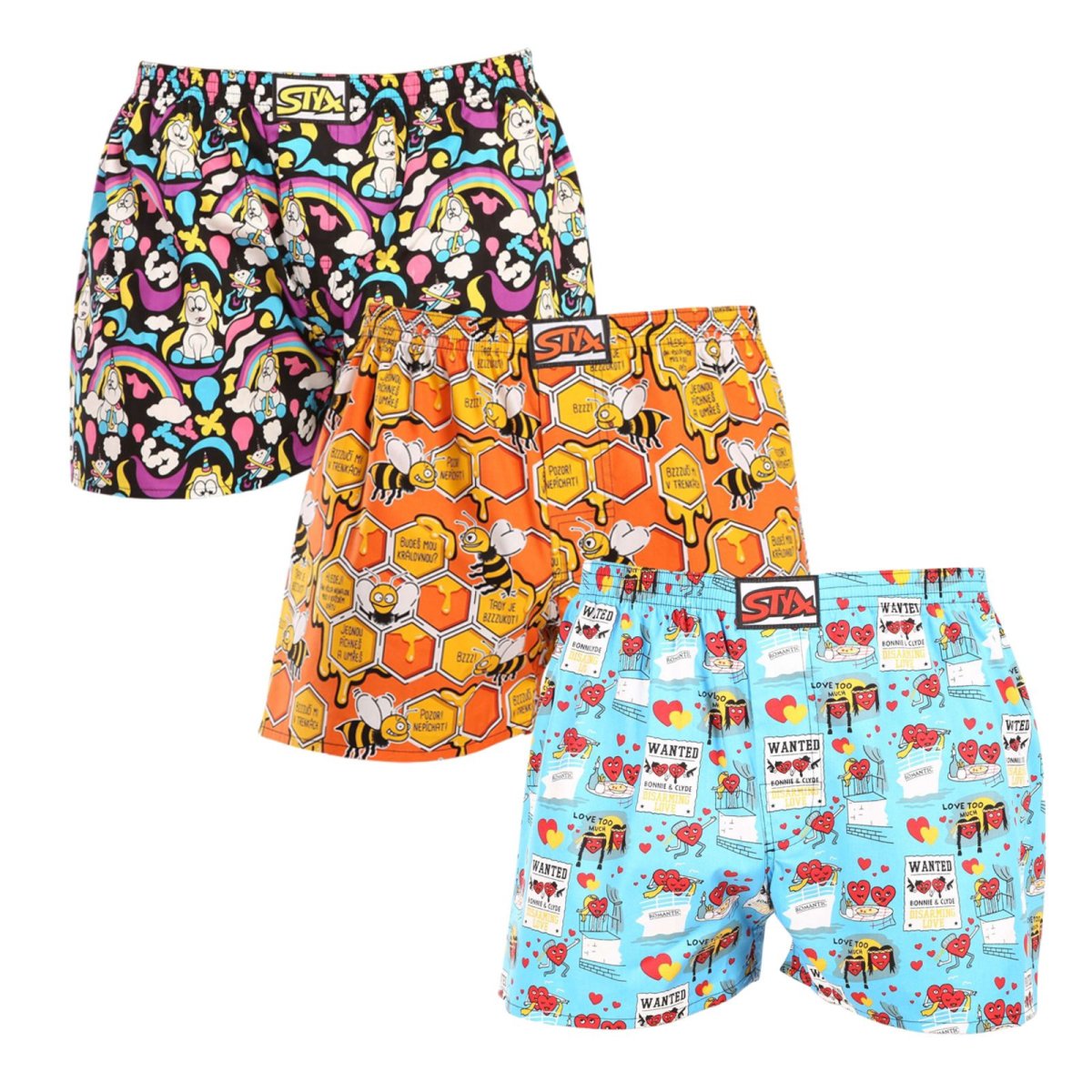 Styx 3PACK pánské trenky art klasická guma vícebarevné (3A11846) M Styx