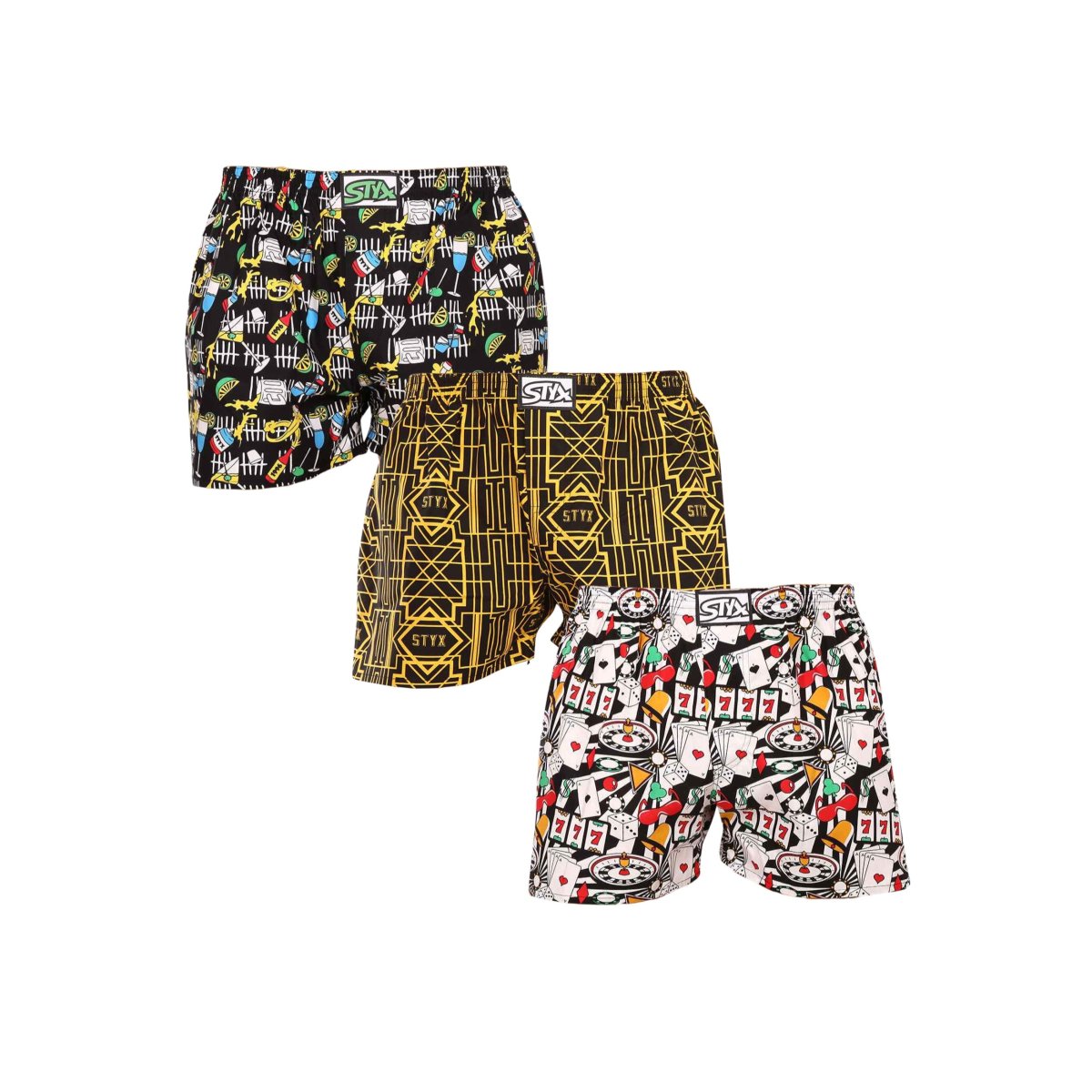 Styx 3PACK pánské trenky art klasická guma vícebarevné (3A12123) L Styx