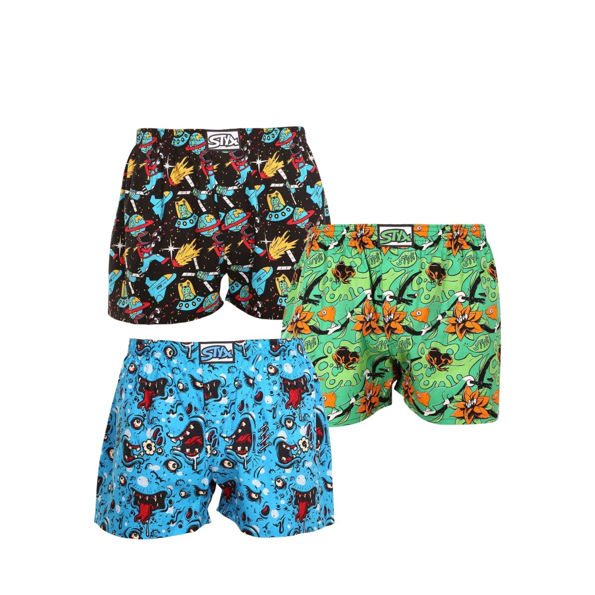 Styx 3PACK pánské trenky art klasická guma vícebarevné (3A14117) M Styx