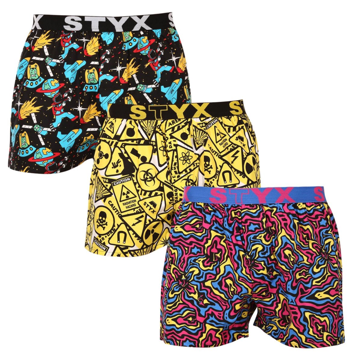 Styx 3PACK pánské trenky art sportovní guma vícebarevné (3B13001) L Styx