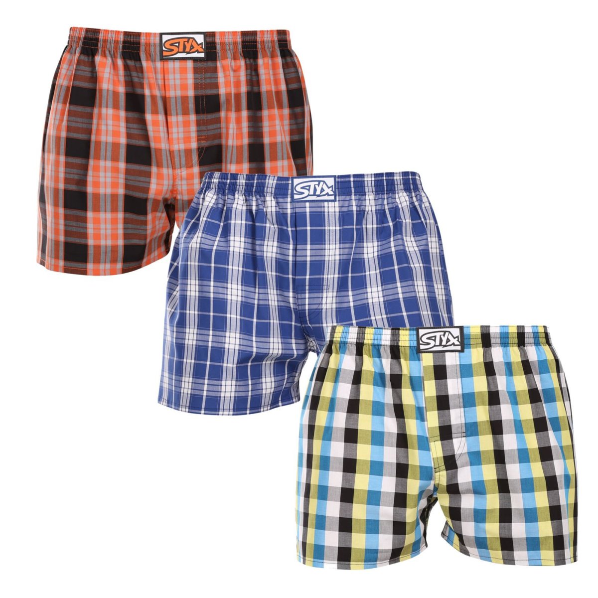 Styx 3PACK pánské trenky klasická guma nadrozměr vícebarevné (3E102426) 3XL Styx