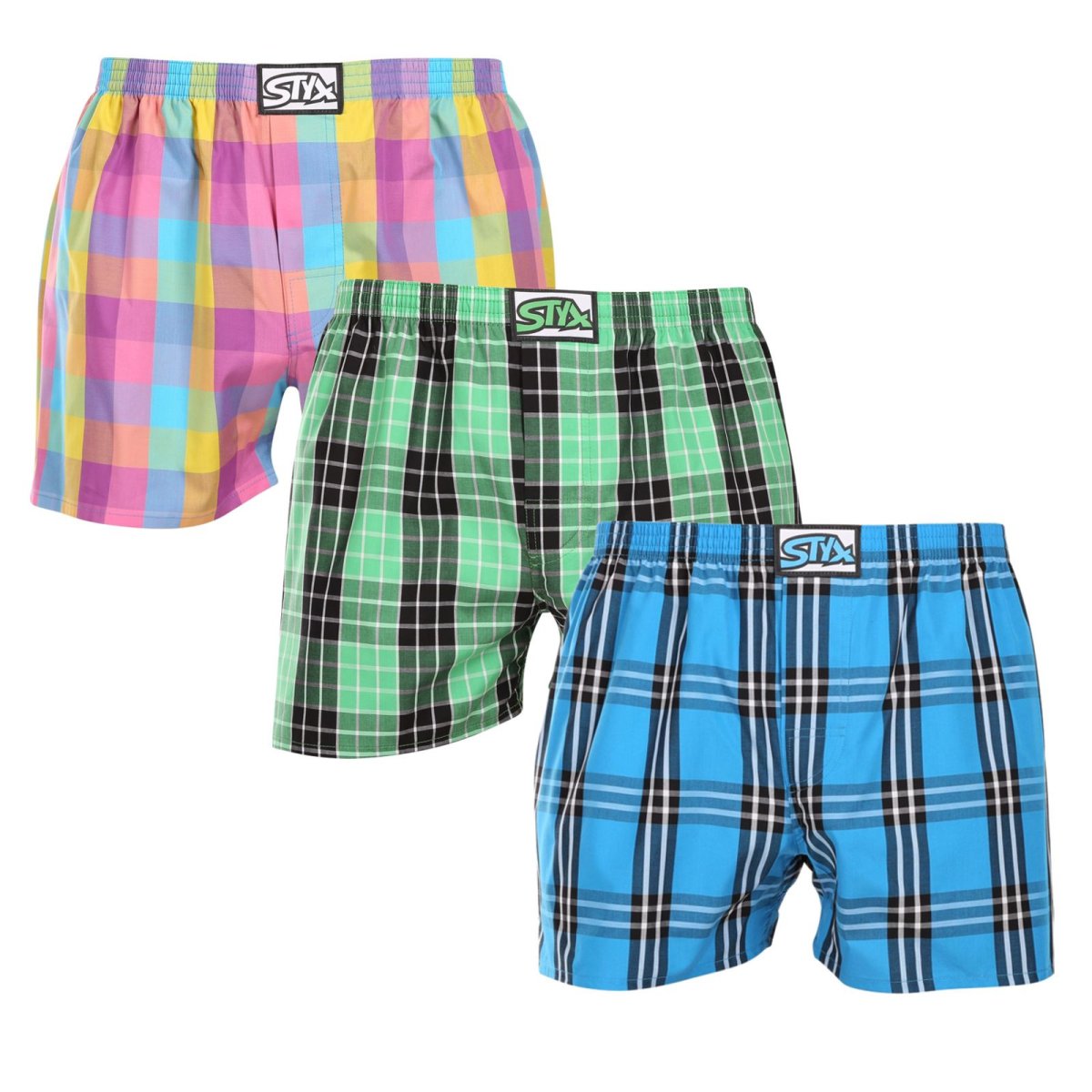 Styx 3PACK pánské trenky klasická guma nadrozměr vícebarevné (3E102830) 3XL Styx