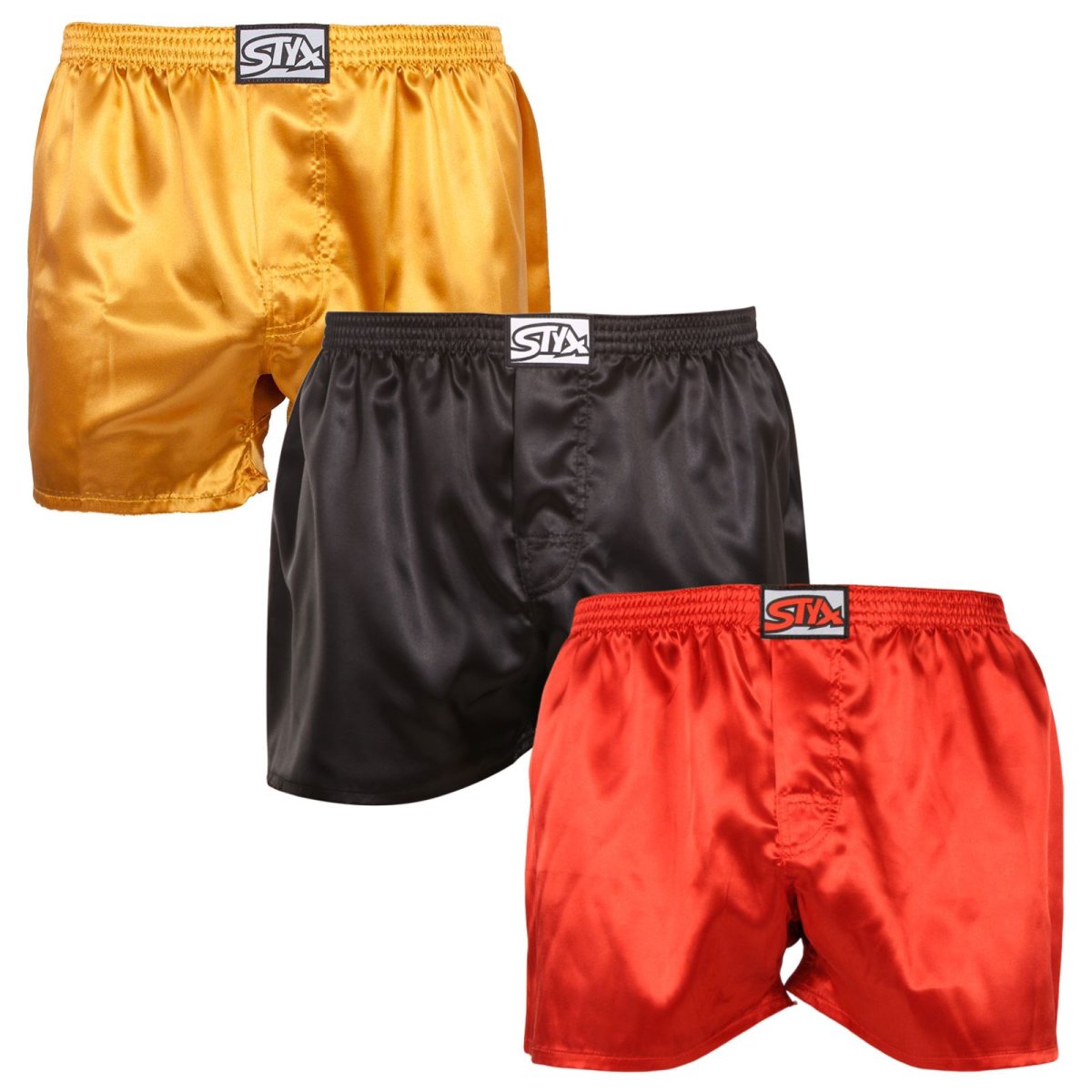 Styx 3PACK pánské trenky klasická guma saténové vícebarevné (3C06350) XL Styx