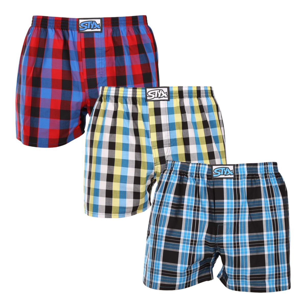 Styx 3PACK pánské trenky klasická guma vícebarevné (3A102227) M Styx