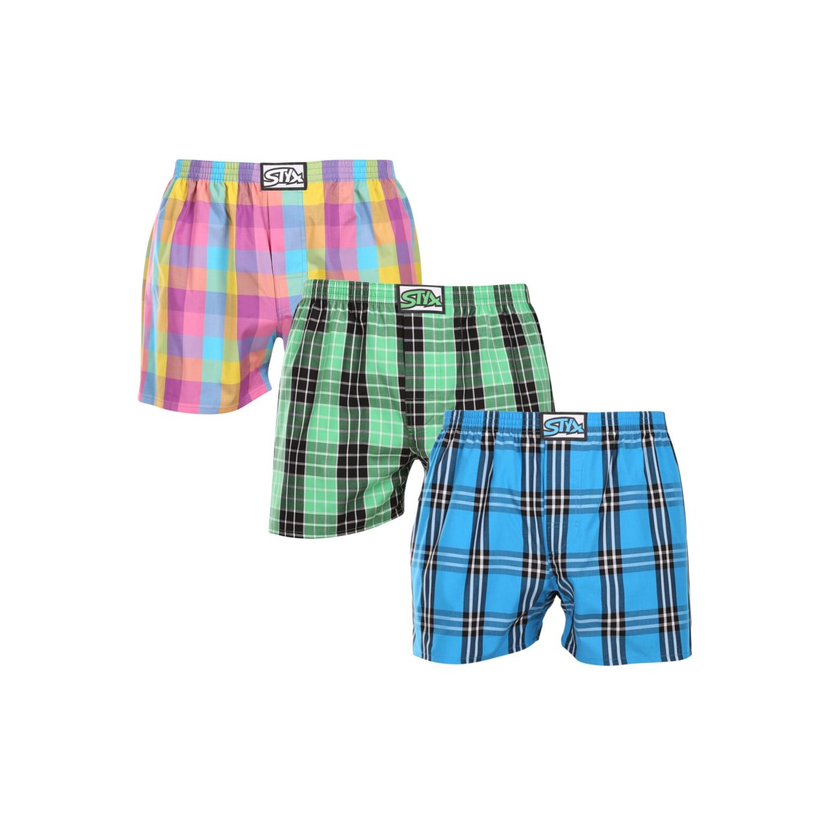 Styx 3PACK pánské trenky klasická guma vícebarevné (3A102830) XXL Styx
