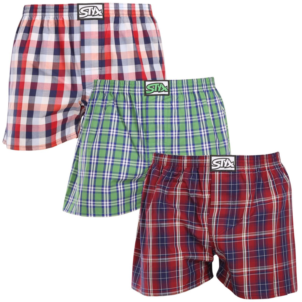 Styx 3PACK pánské trenky klasická guma vícebarevné (3A20246) XXL Styx