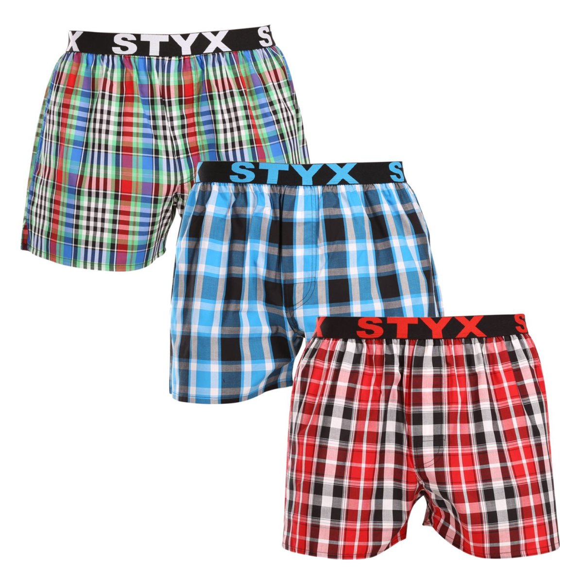 Styx 3PACK pánské trenky sportovní guma vícebarevné (3B103436) L Styx
