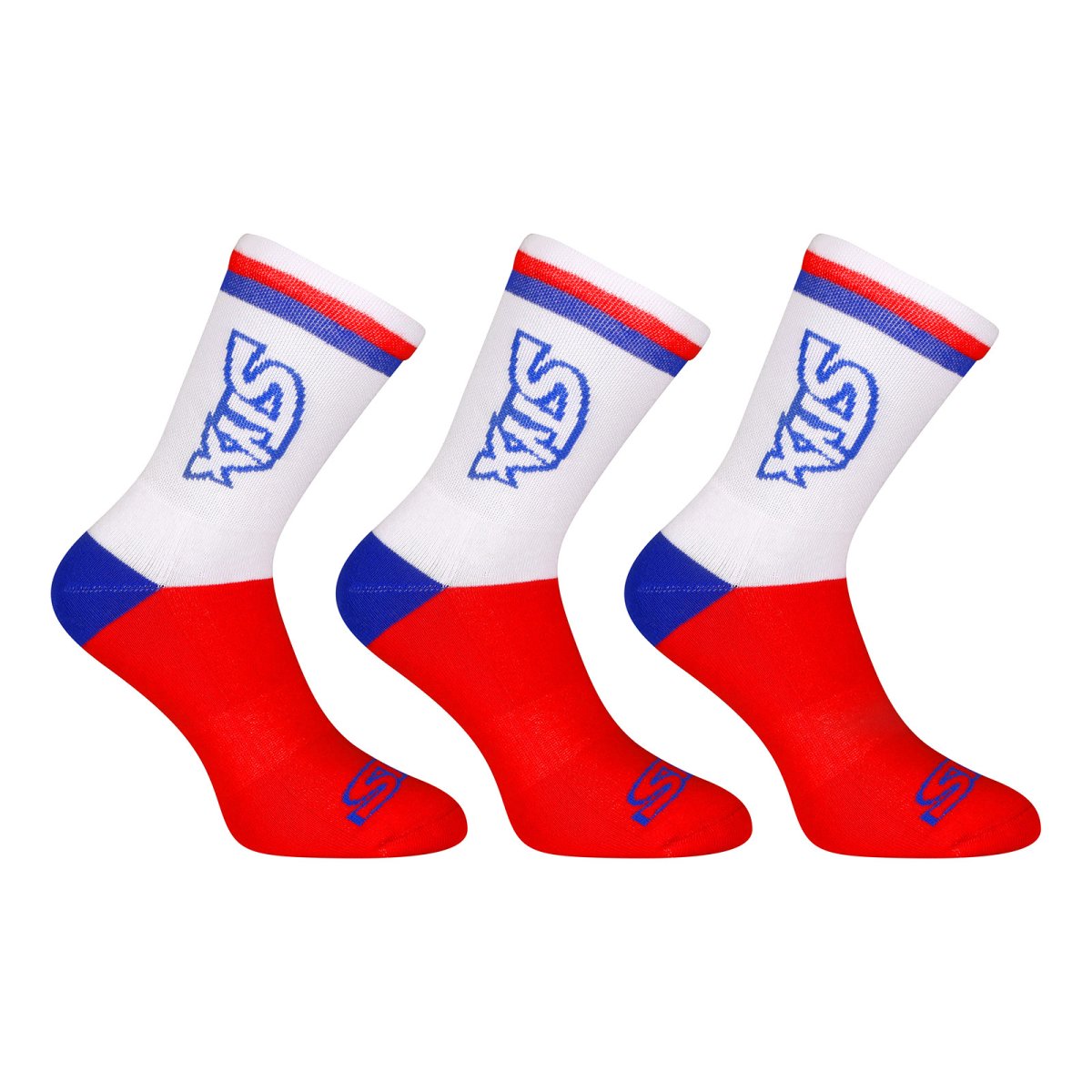 Styx 3PACK ponožky vysoké červené trikolóra (3HV10444) XL Styx