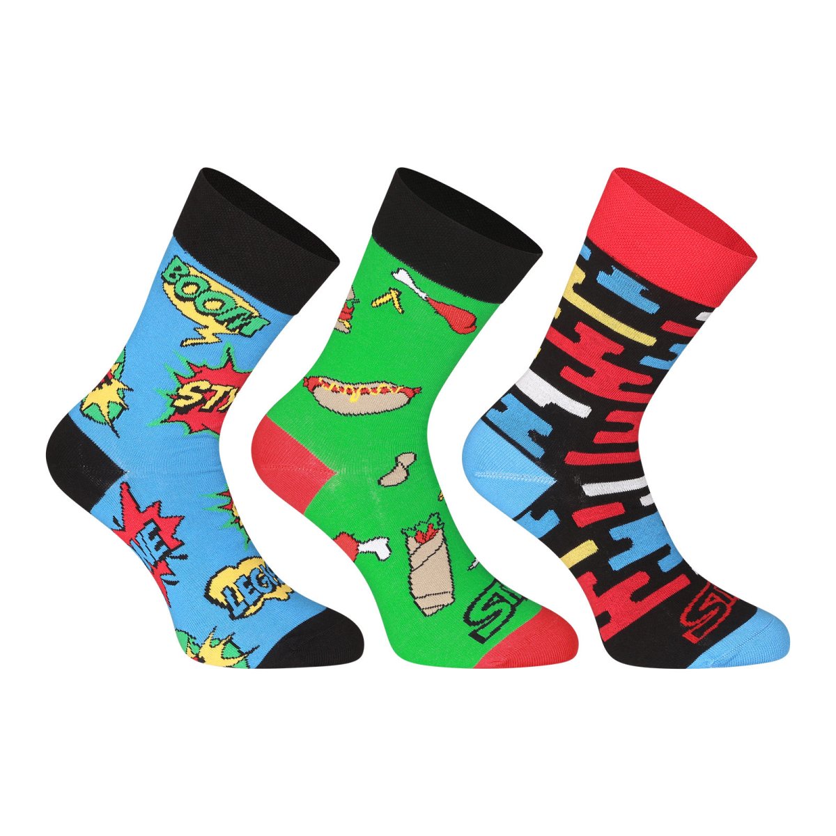 Styx 3PACK veselé ponožky vysoké vícebarevné (H955115453) S Styx