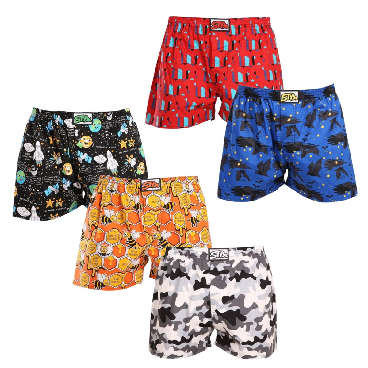 Styx 5PACK pánské trenky art klasická guma vícebarevné (5A1474989) L Styx