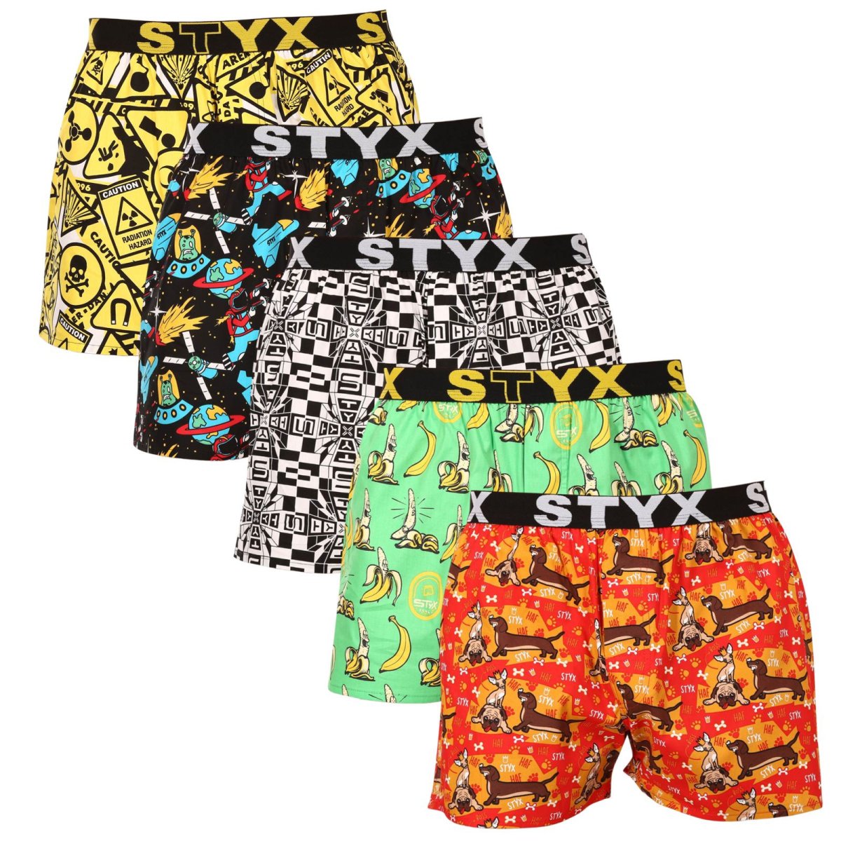 Styx 5PACK pánské trenky art sportovní guma vícebarevné (5B1309514) M Styx