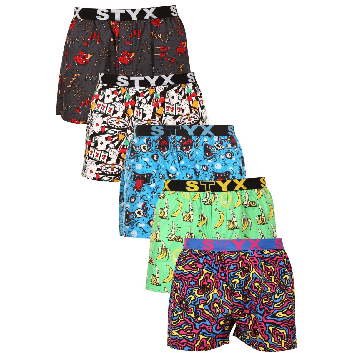 Styx 5PACK pánské trenky art sportovní guma vícebarevné (5B1391023) M Styx