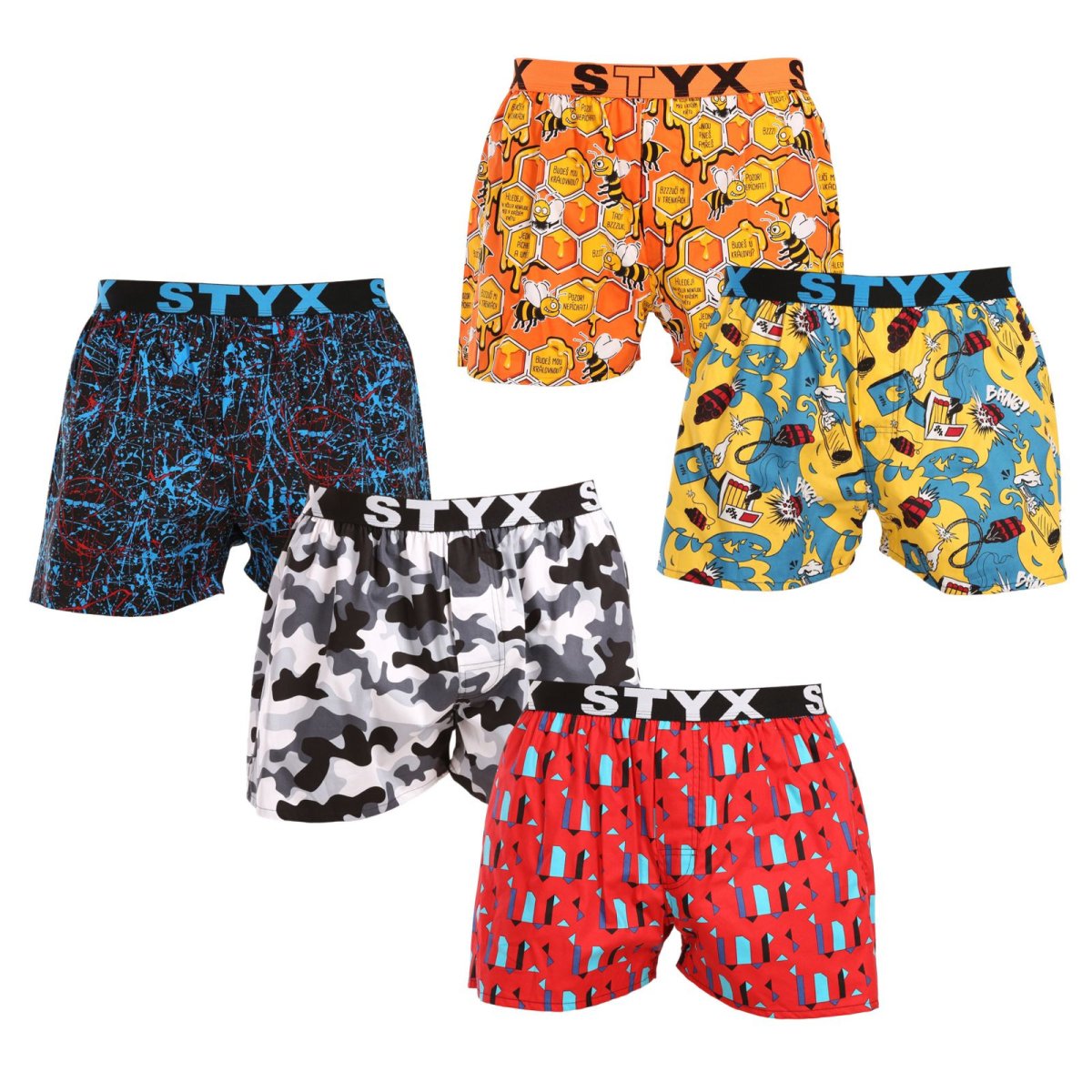 Styx 5PACK pánské trenky art sportovní guma vícebarevné (5B1473490) XXL Styx