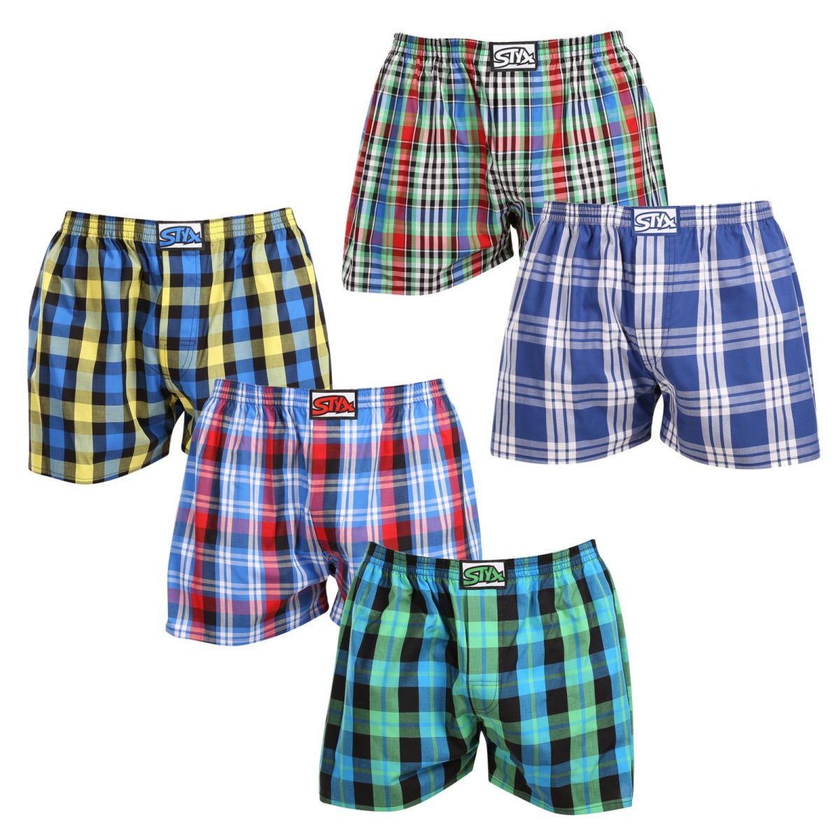 Styx 5PACK pánské trenky klasická guma nadrozměr vícebarevné (5E103640) 3XL Styx