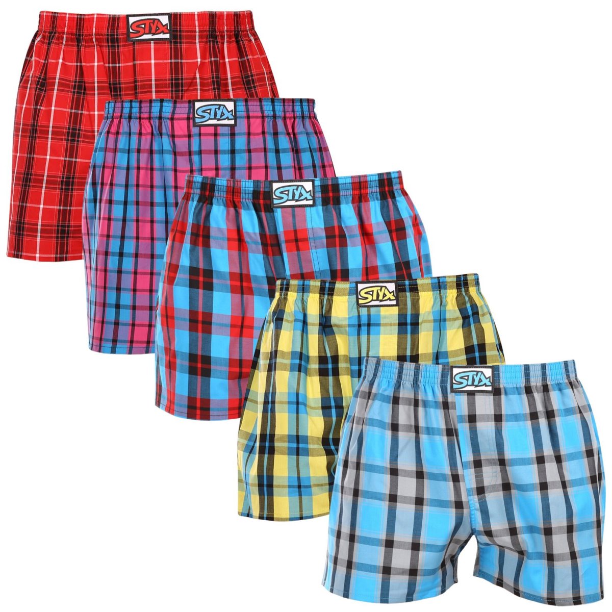 Styx 5PACK pánské trenky klasická guma vícebarevné (5A091320) M Styx