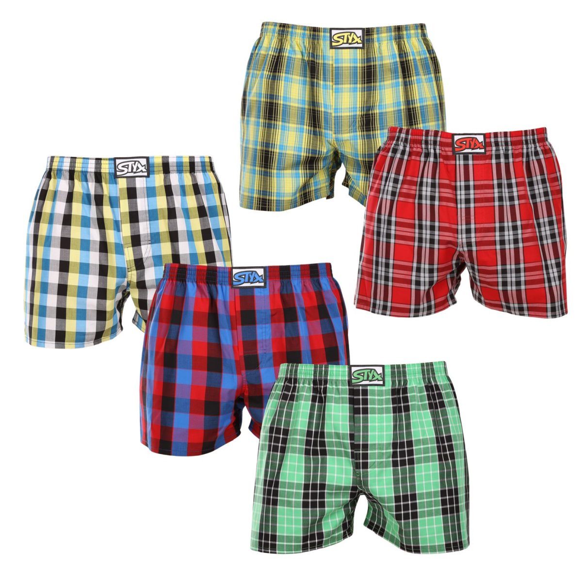 Styx 5PACK pánské trenky klasická guma vícebarevné (5A102129) XXL Styx