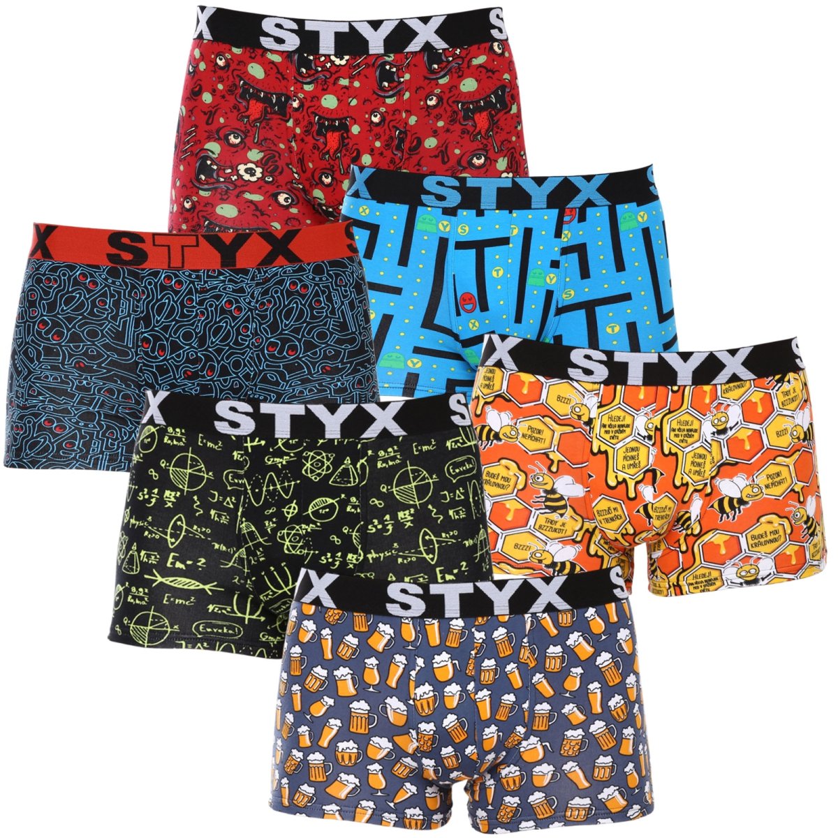 Styx 6PACK pánské boxerky art sportovní guma vícebarevné (6G12697124) M Styx