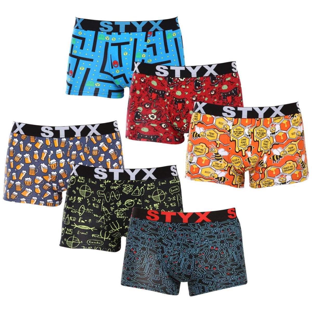 Styx 6PACK pánské boxerky art sportovní guma vícebarevné (6G12697124/2) M Styx