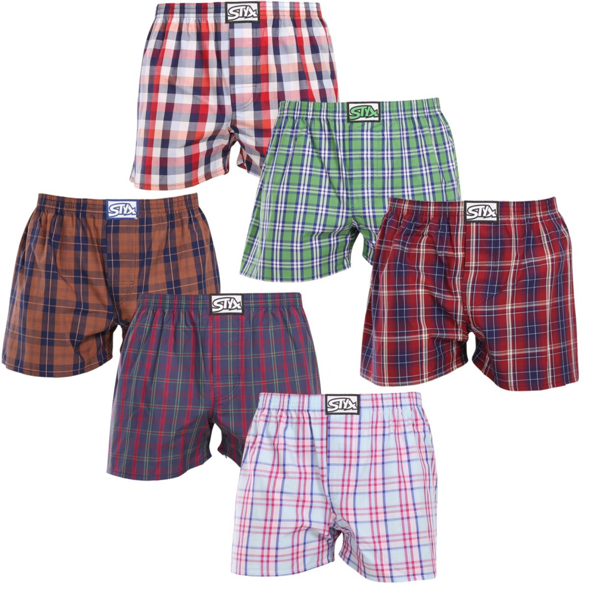 Styx 6PACK pánské trenky klasická guma vícebarevné (6A20246836) XXL Styx