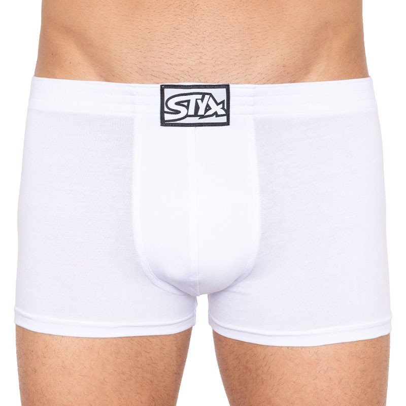 Styx Pánské boxerky klasická guma bílé (Q1061) M Styx