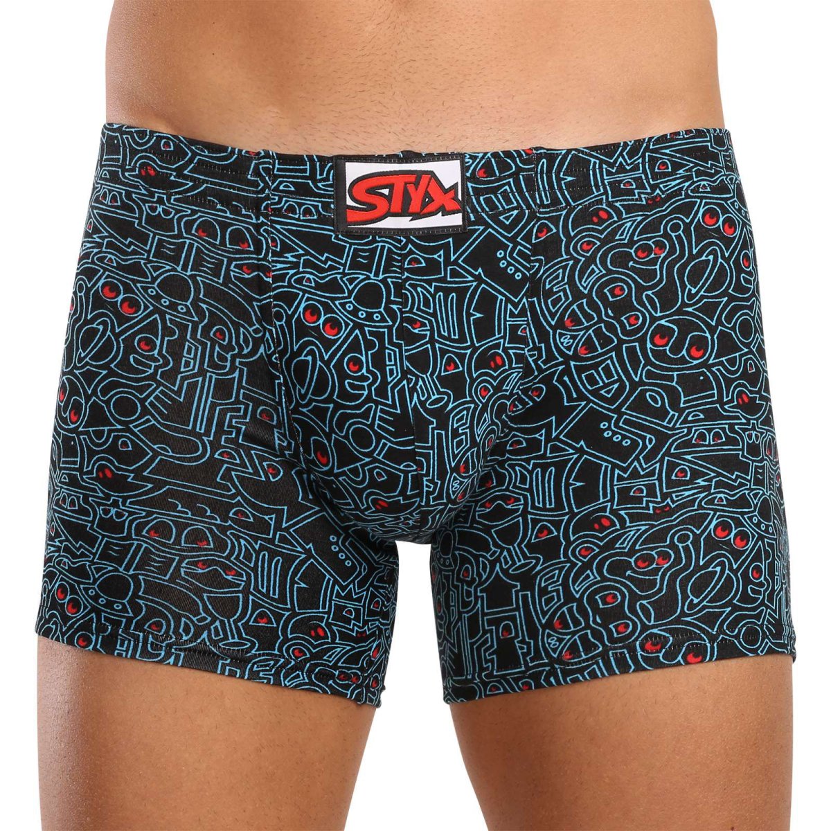 Styx Pánské boxerky long art klasická guma doodle (F1256) M Styx