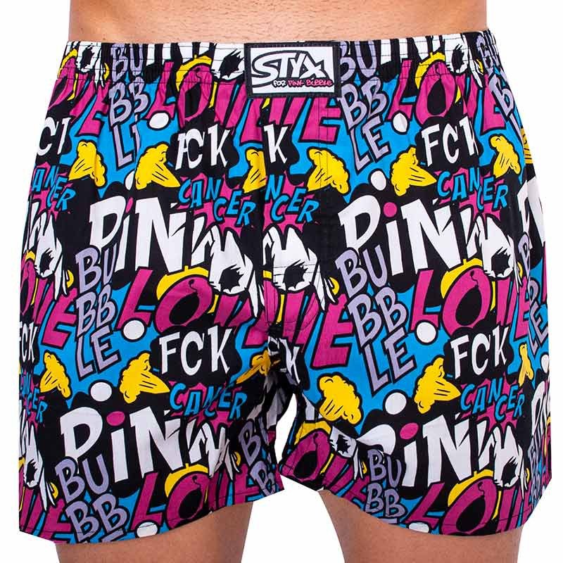 Styx Pánské trenky art klasická guma Pink Bubble (A1058) XL Styx