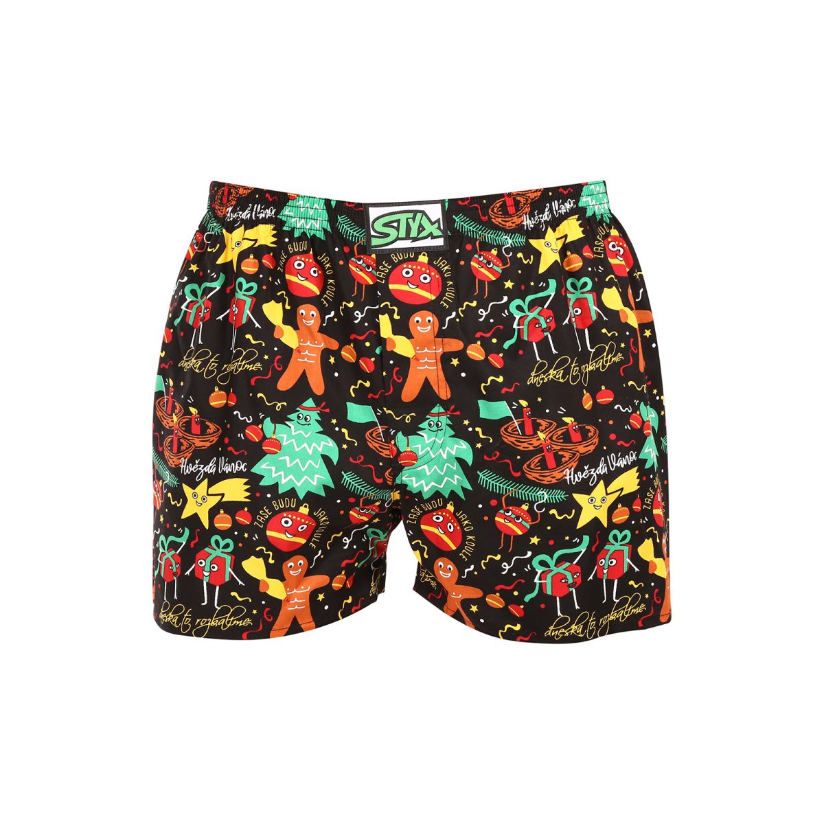 Styx Pánské trenky art klasická guma Vánoce ozdoby (A1754) XL Styx