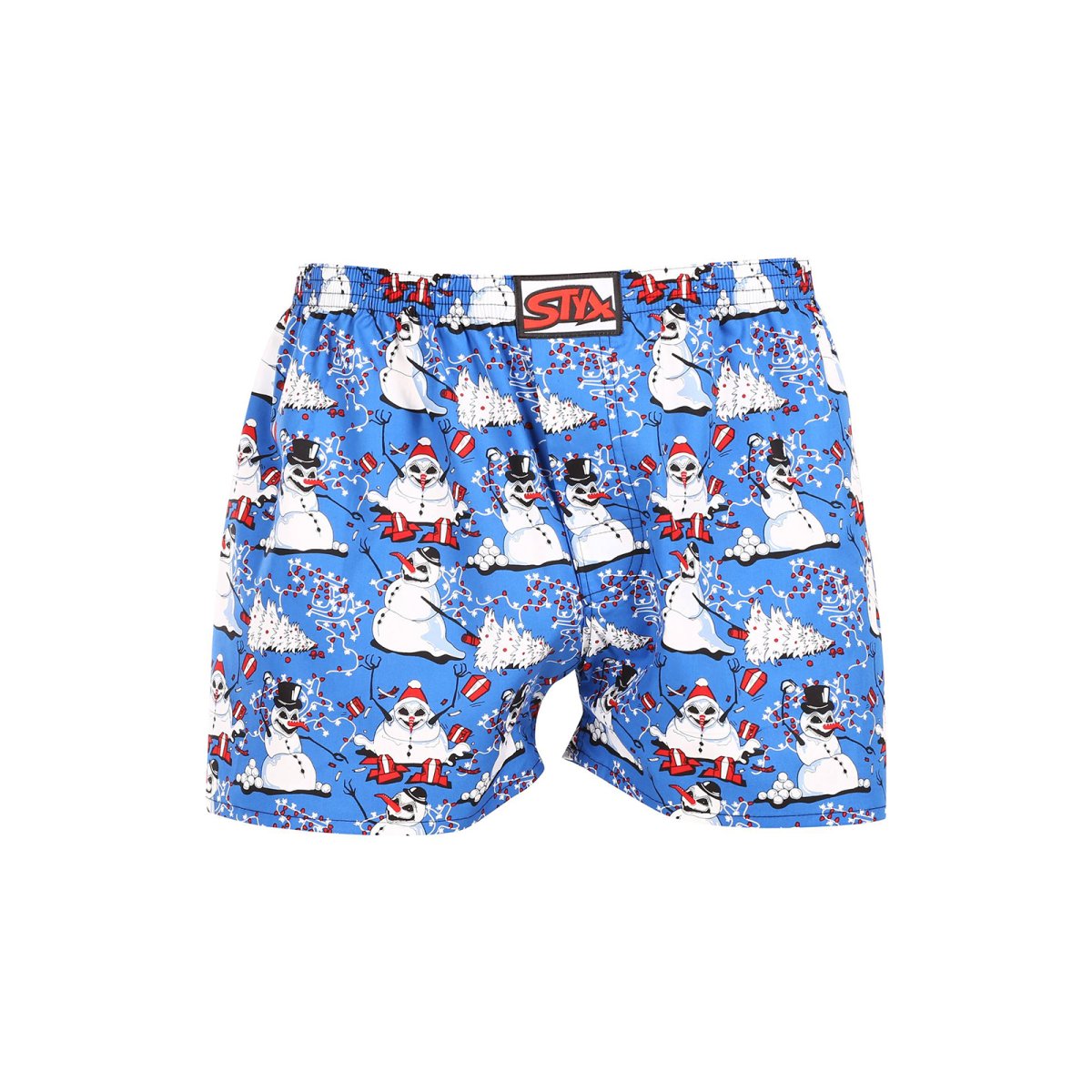 Styx Pánské trenky art klasická guma Vánoce sněhuláci (A1751) XL Styx