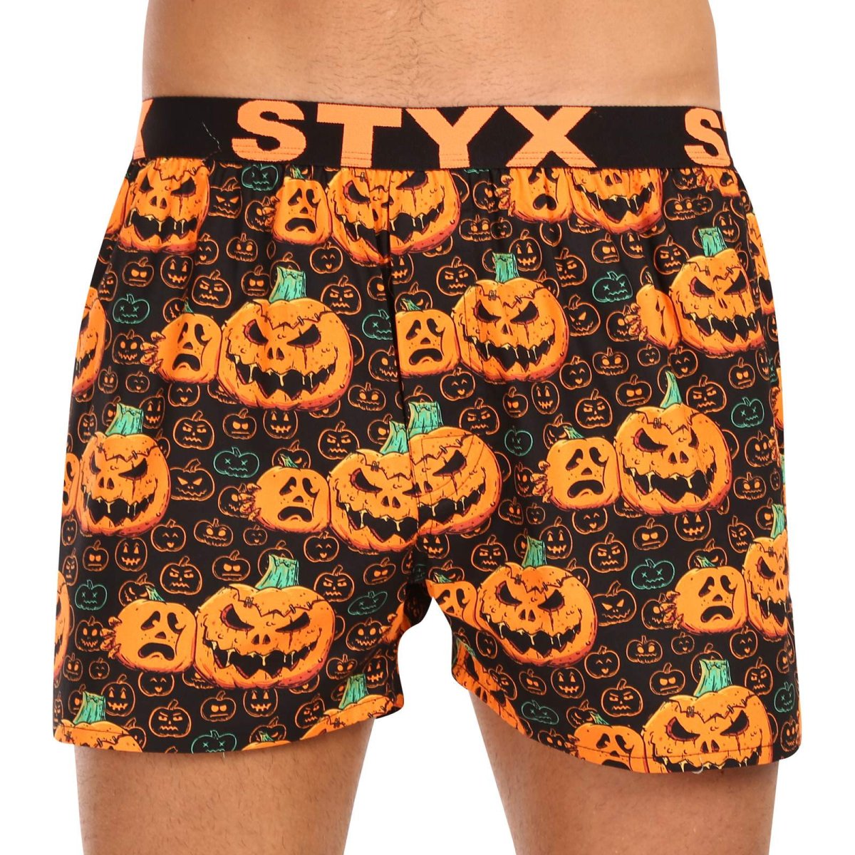 Styx Pánské trenky art sportovní guma Halloween dýně (B1755) M Styx