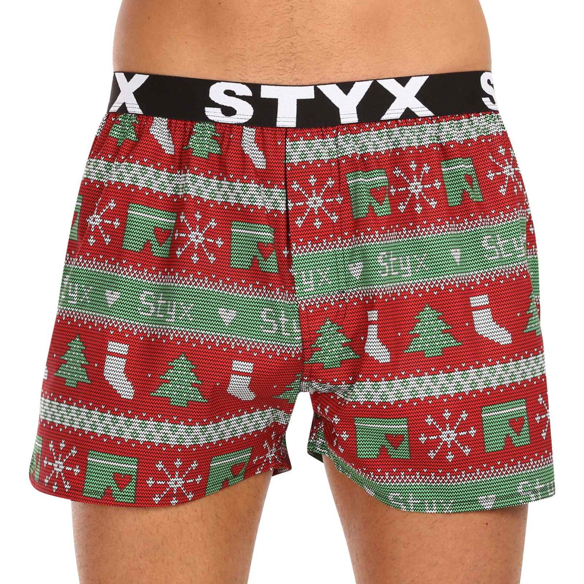 Styx Pánské trenky art sportovní guma Vánoce pletené (B1658) L Styx