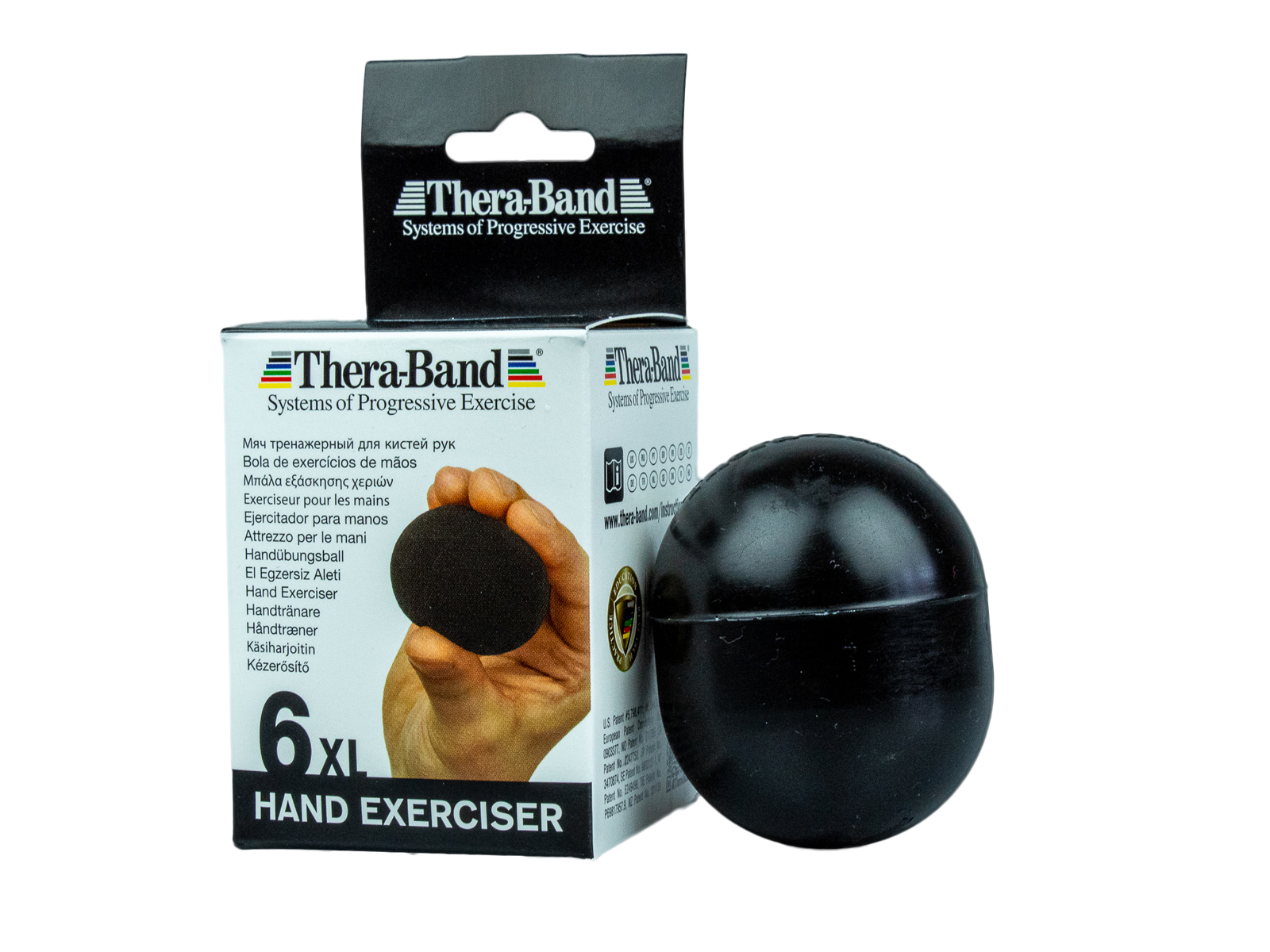 Thera-Band Hand Exerciser XL - posilovač rukou gelové vajíčko velmi tvrdé černé Thera-Band