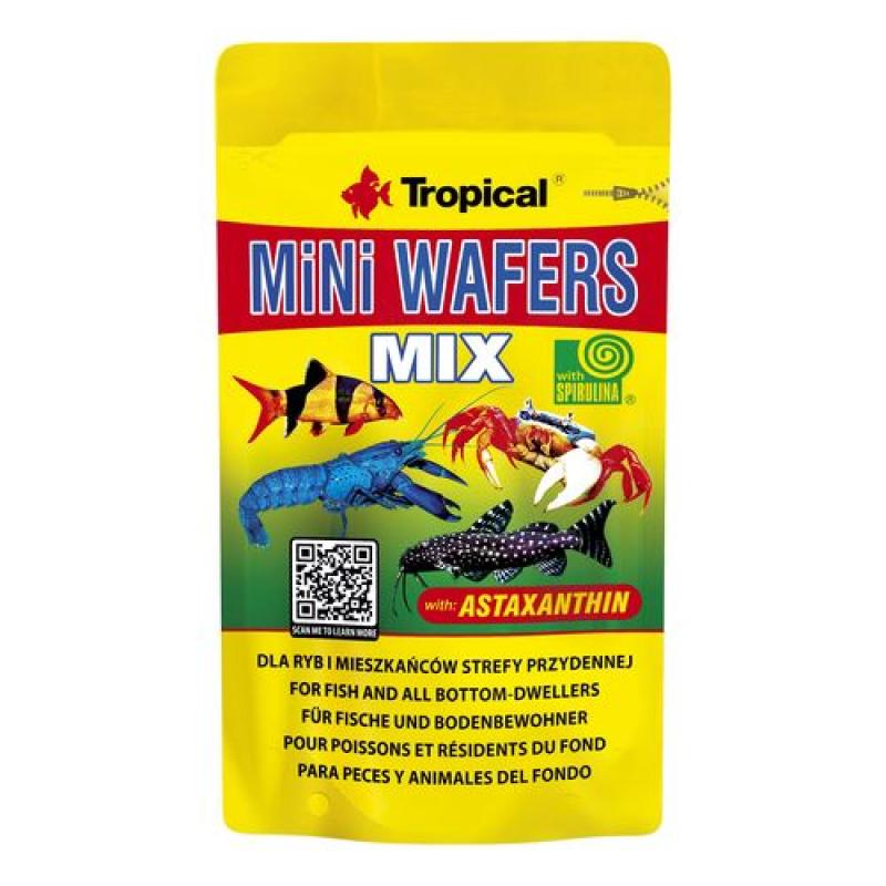Tropical MiNi Wafers Mix 18g krmivo v podobě oplatky pro ryby žijících u dna Tropical