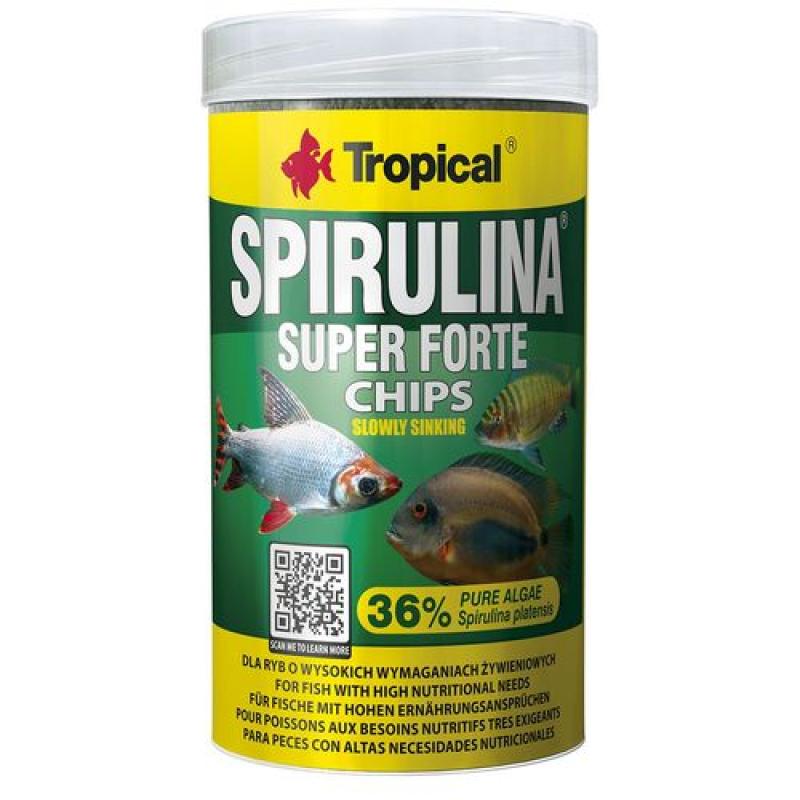 Tropical Super Spirulina Forte Chips 250ml/130g tabletové krmivo pro ryby se spirulinou Tropical