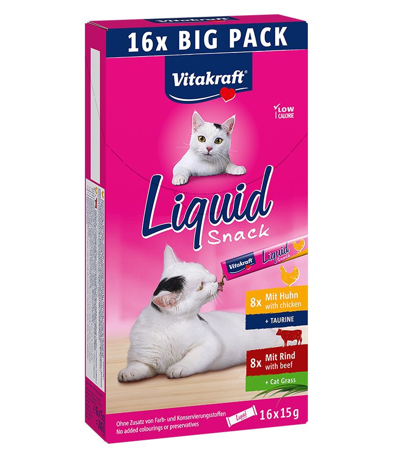 Vitakraft Liquid Snack MP kuřecí + hovězí 16x15 g Vitakraft